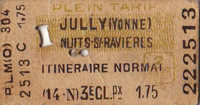 Ticket de train Jully Nuits (coll. prive)
